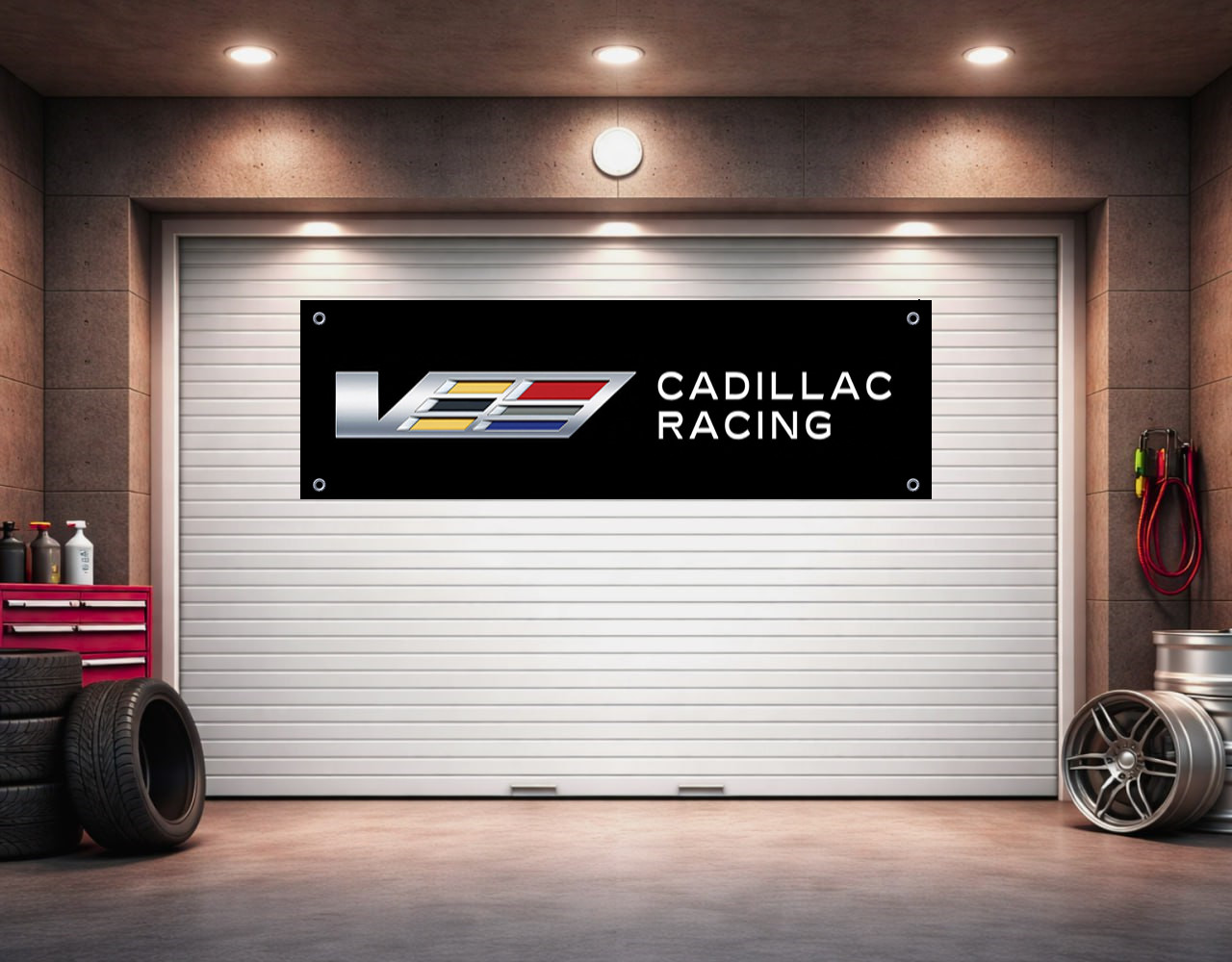 Cadillac V Racing Banner 2x6ft Polyester Garage Decors