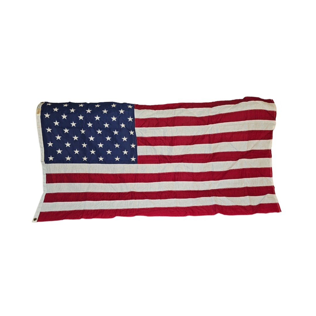 Vintage Sherritt Flag Co 50 Star American Flag Cotton Sewn USA 32 x 61 Inch Size