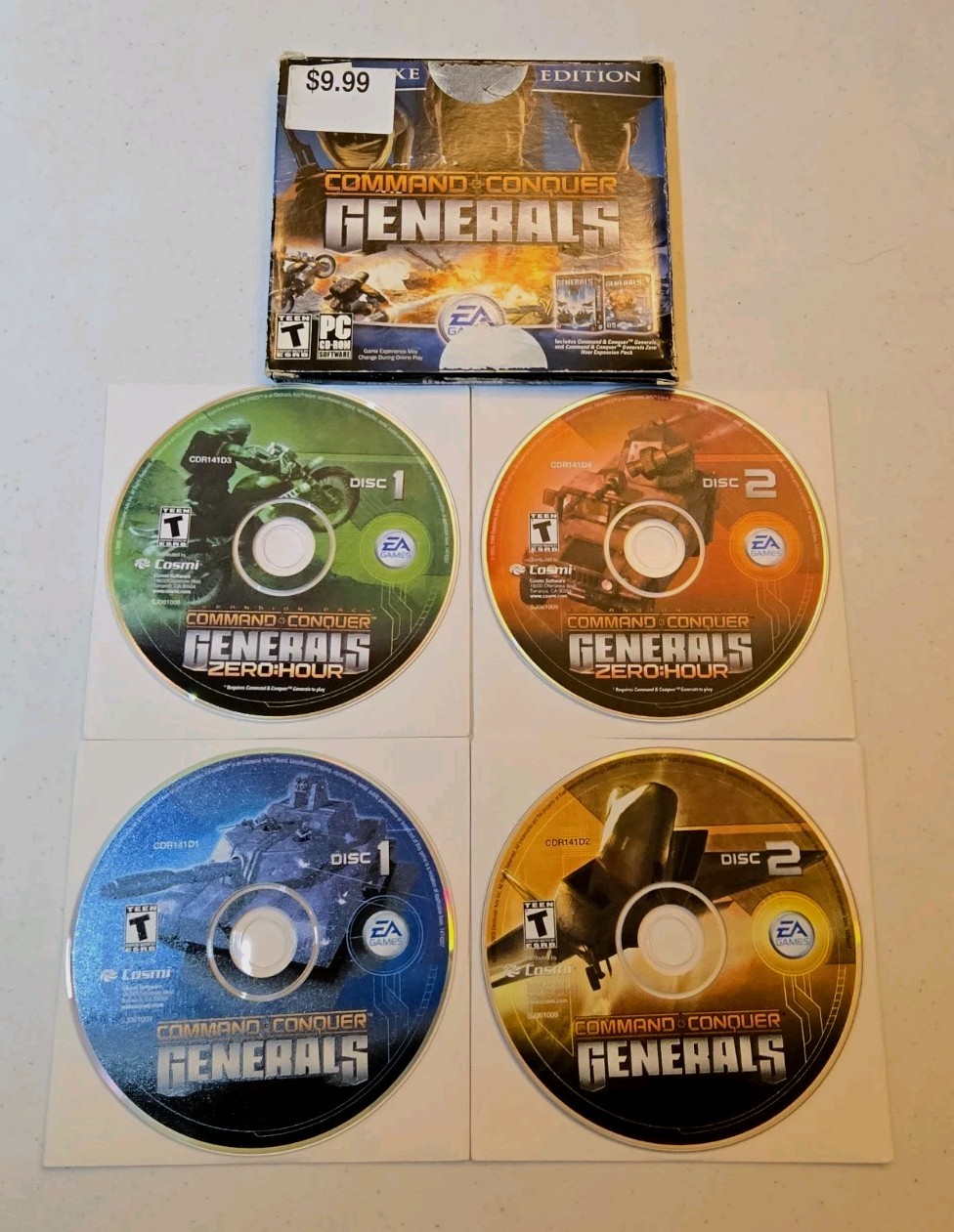 Command & Conquer Generals Deluxe Edition PC Game 2003 4 Disc Set Zero Hour EA