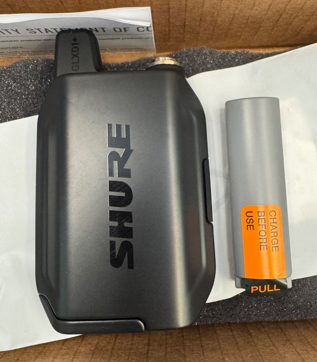 SHURE GLXD1+ Z3 Bodypack Transmitter for GLX-D+ Dual Band Wireless open box
