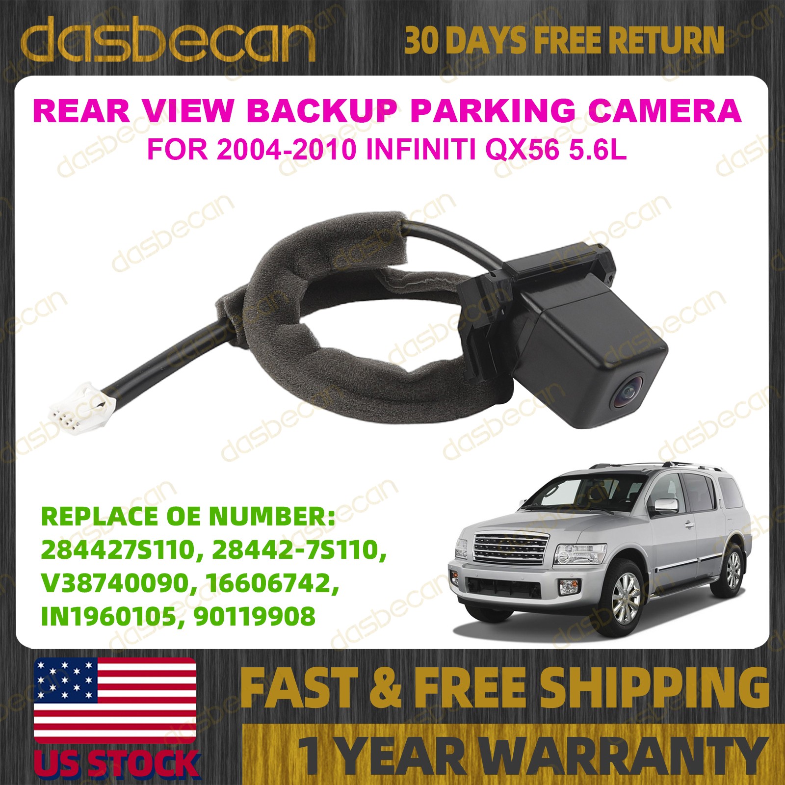 Rear View Backup Camera For Infiniti QX56 5.6L 2004-2010 284427S110 IN1960105 Rear View Backup Camera For Infiniti QX56 5.6L 2004-2010 284427S110 IN1960105