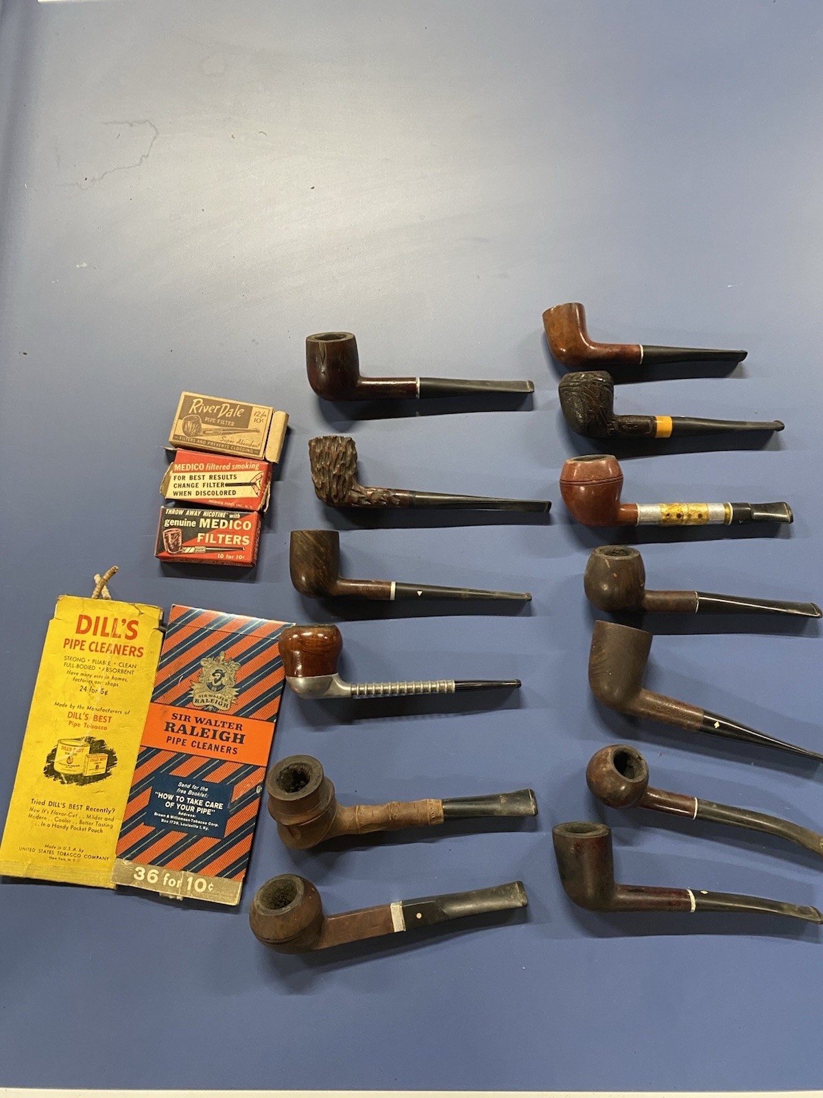 Lot of Vintage Briar Estate Pipes Grabow, WDC, River Dale, Bamboo, Misc