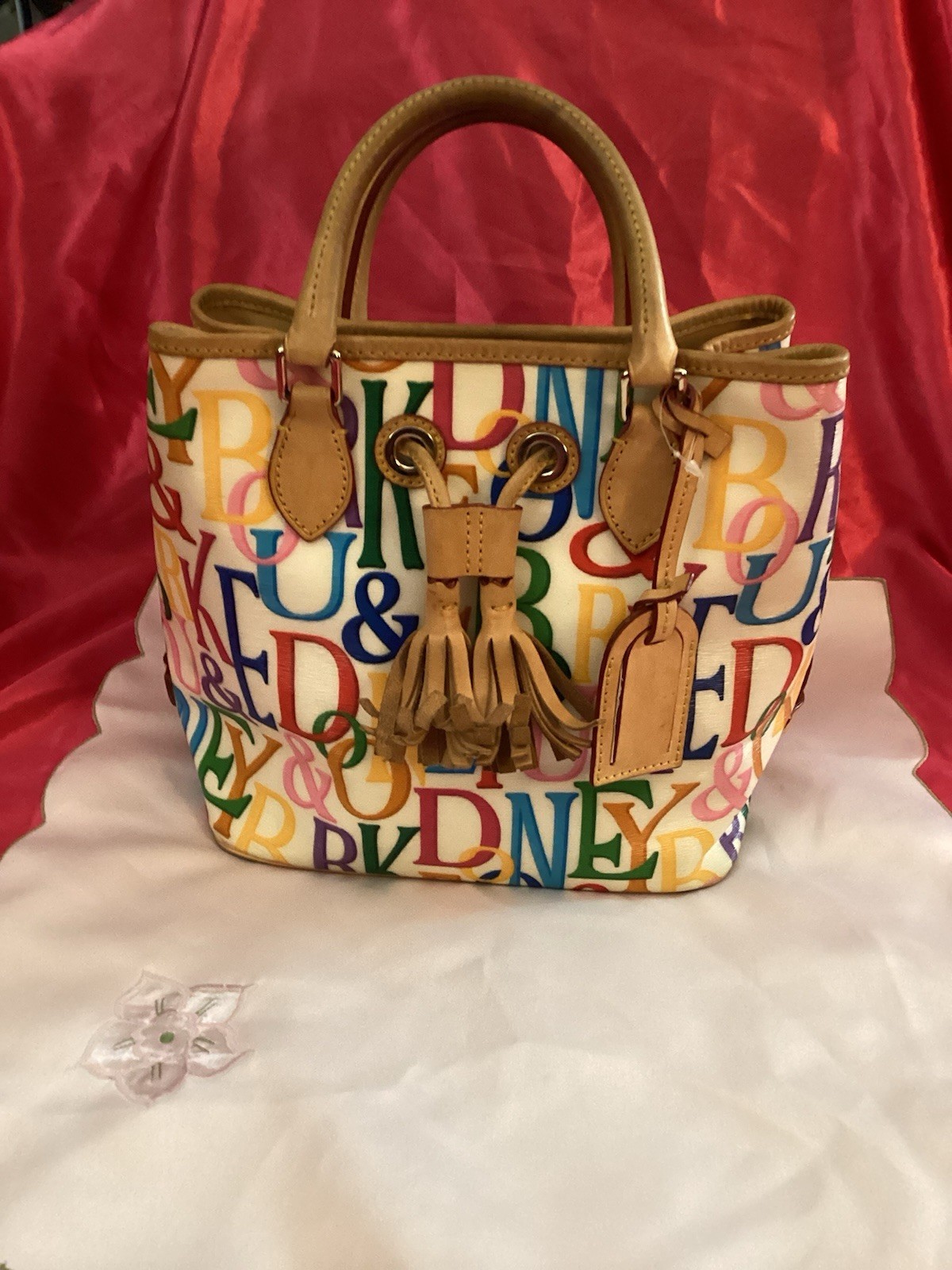 Dooney & Bourke Retro Grafica Top Handle Drawstring Bag, READ, Preowned