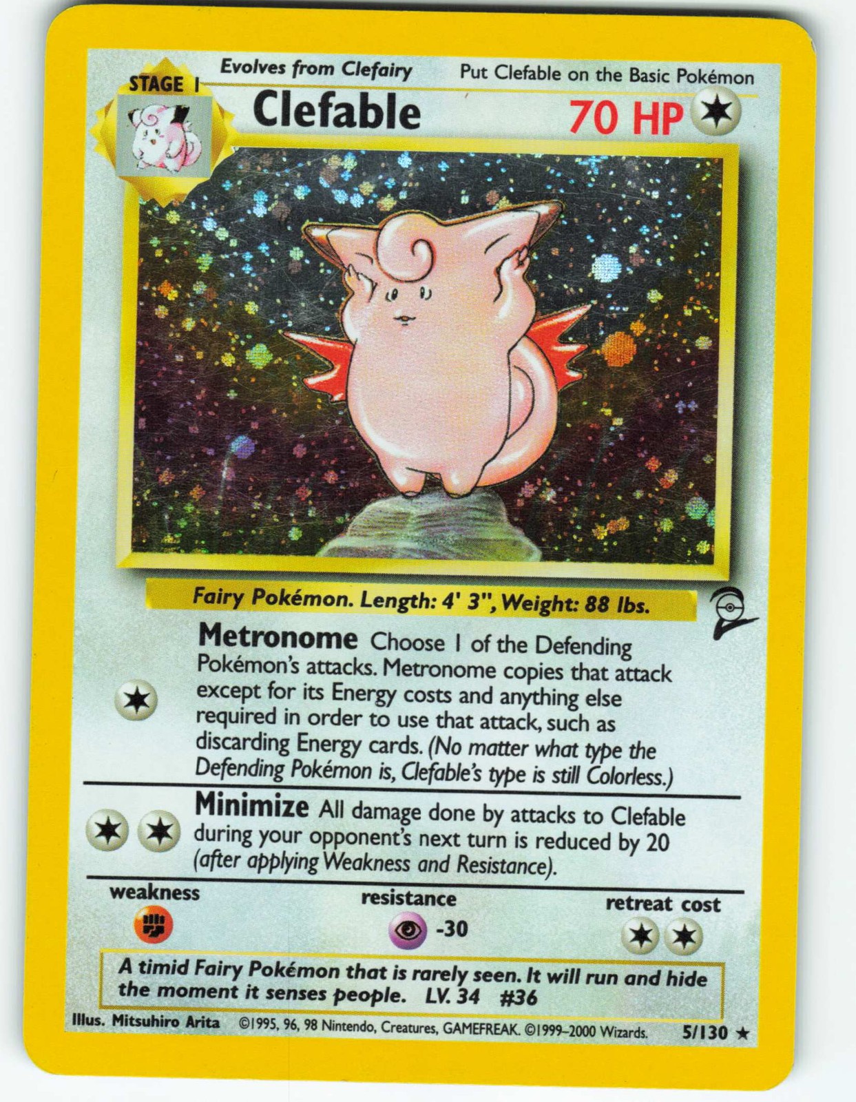 Clefable - Holo - 5/130 Base Set 2 - Pokémon TCG - 2000