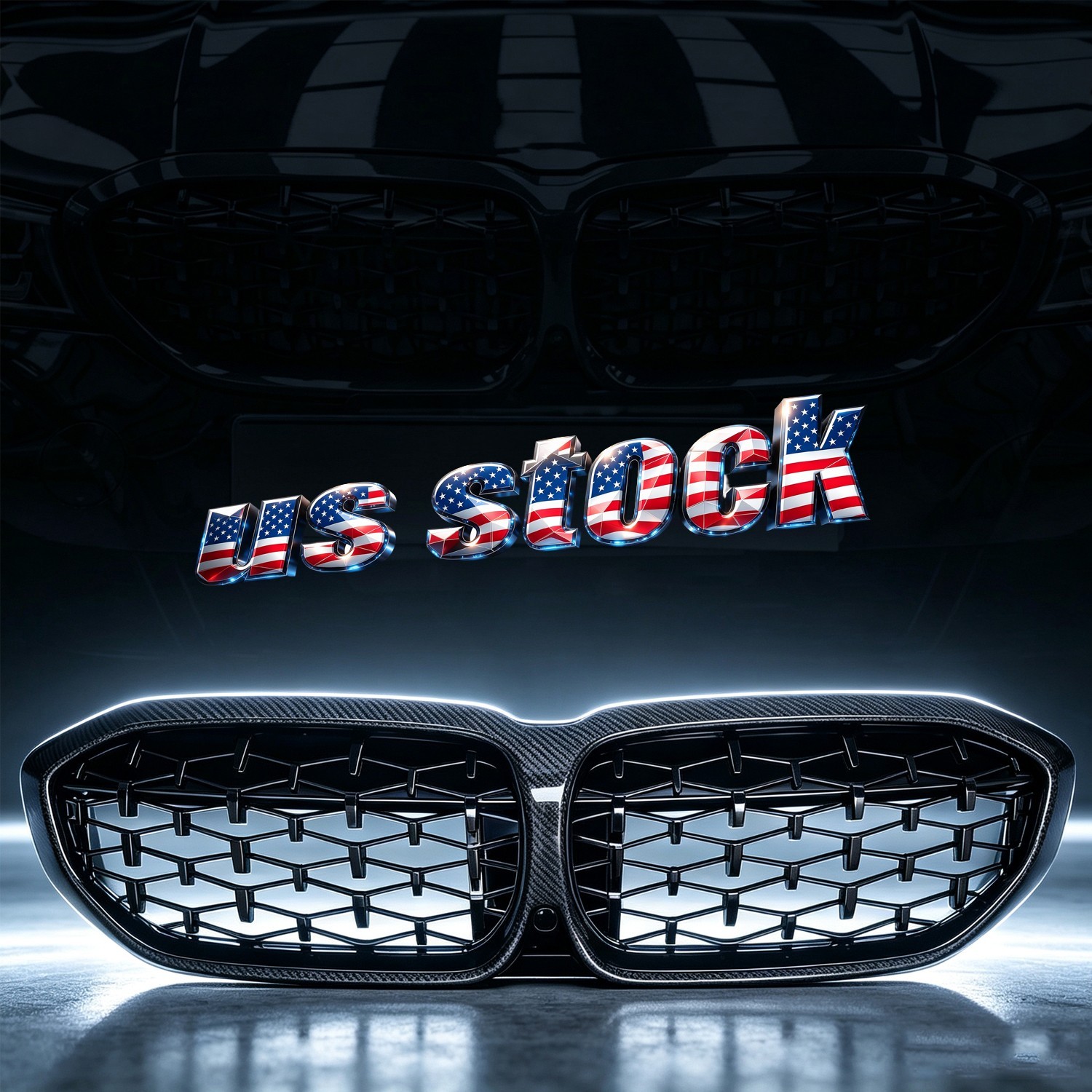 Black Carbon Front Kidney Diamond Grill Grille for 2019-2022 BMW G20 330i M340i