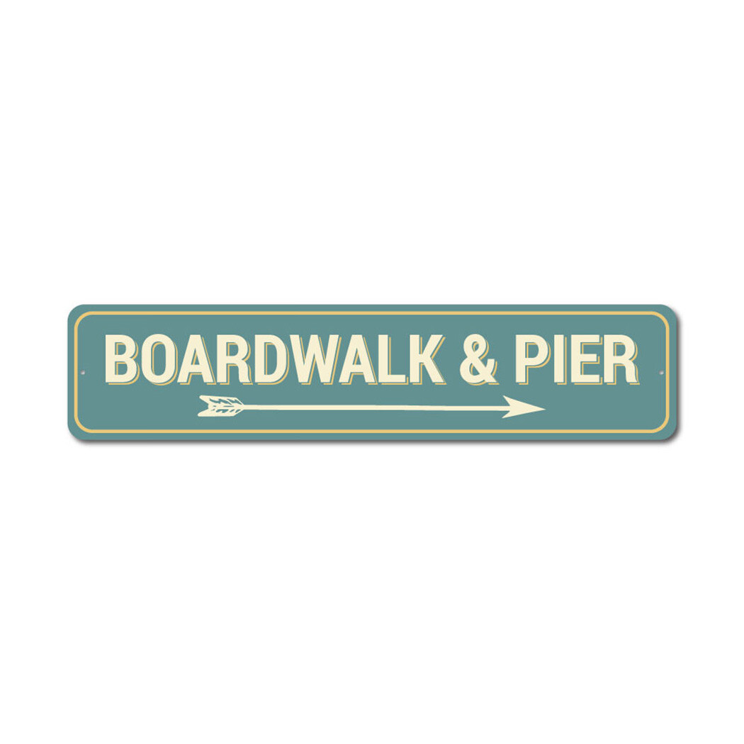 Boardwalk & Pier Sign, Pier Decor, Boardwalk Aluminum Metal Decor Sign