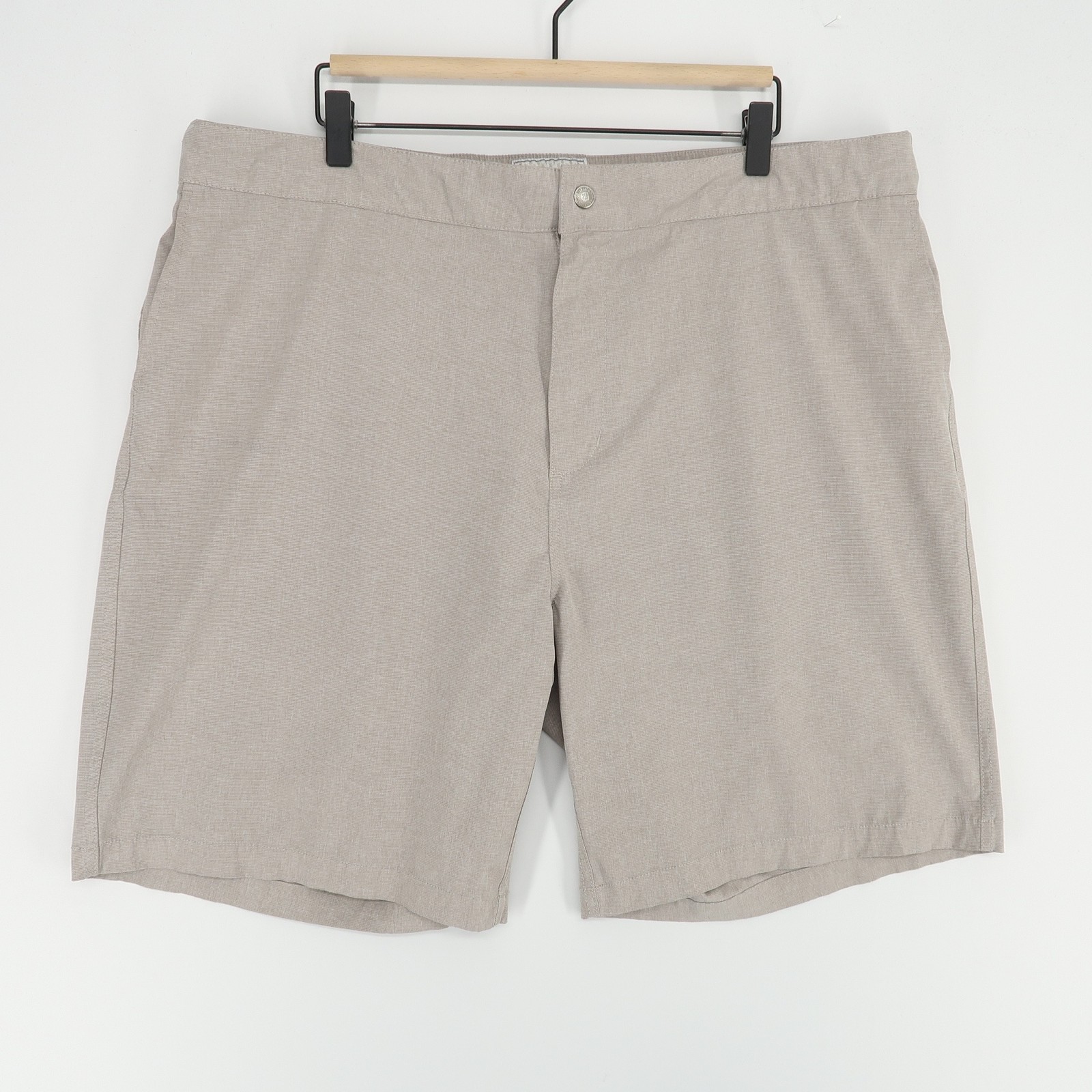 Reyn Spooner Aloha Shorts Mens 40 Beige Elastic Waist Swim Hybrid Casual Pockets