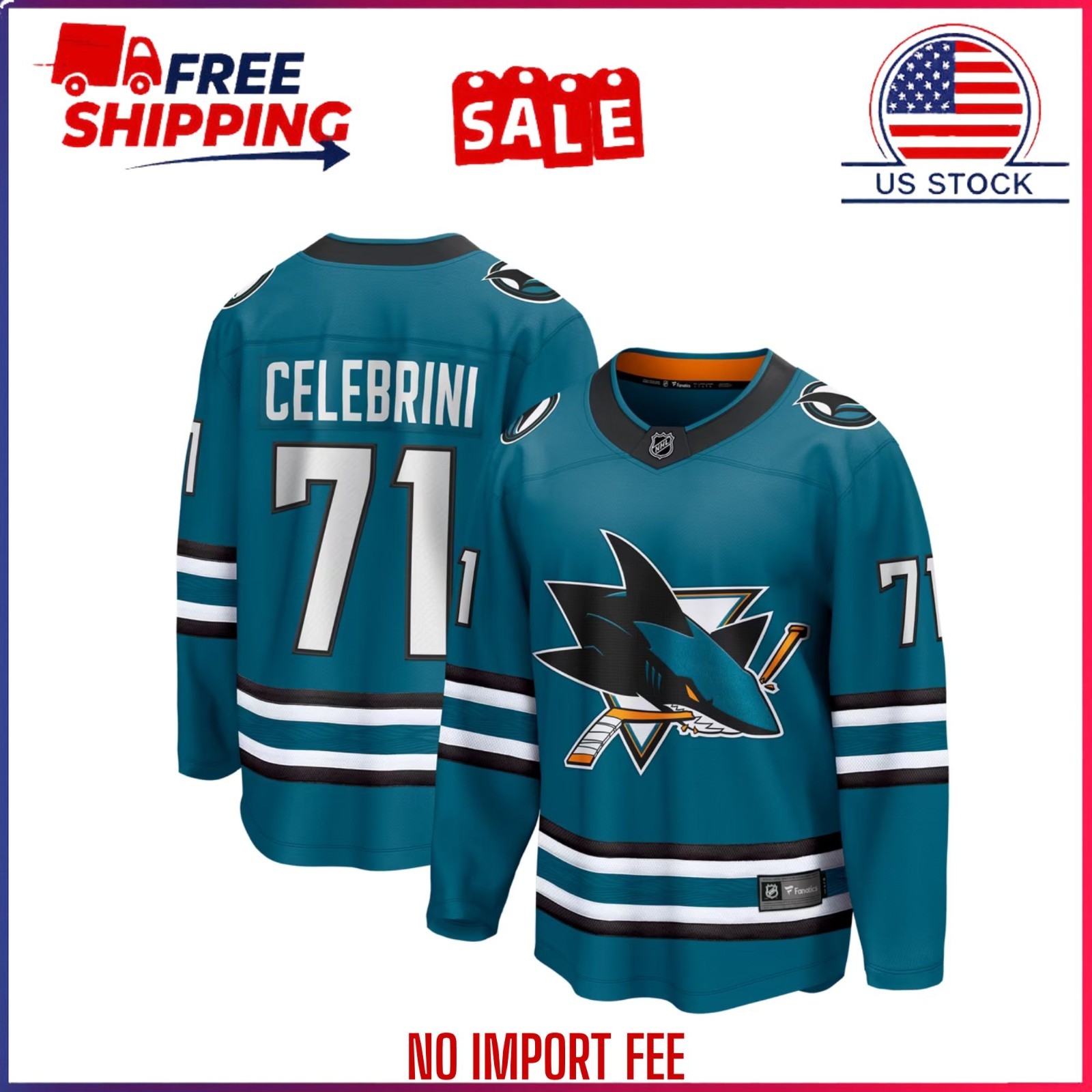 Macklin Celebrini San Jose Sharks Fanatics Home Breakaway Jersey – Teal