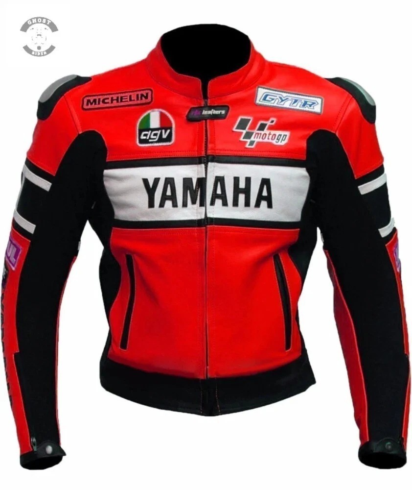 Yamaha Men\'s Motorbike Leather Jacket Motorcycle Bikers Racing Sports Jackets CE