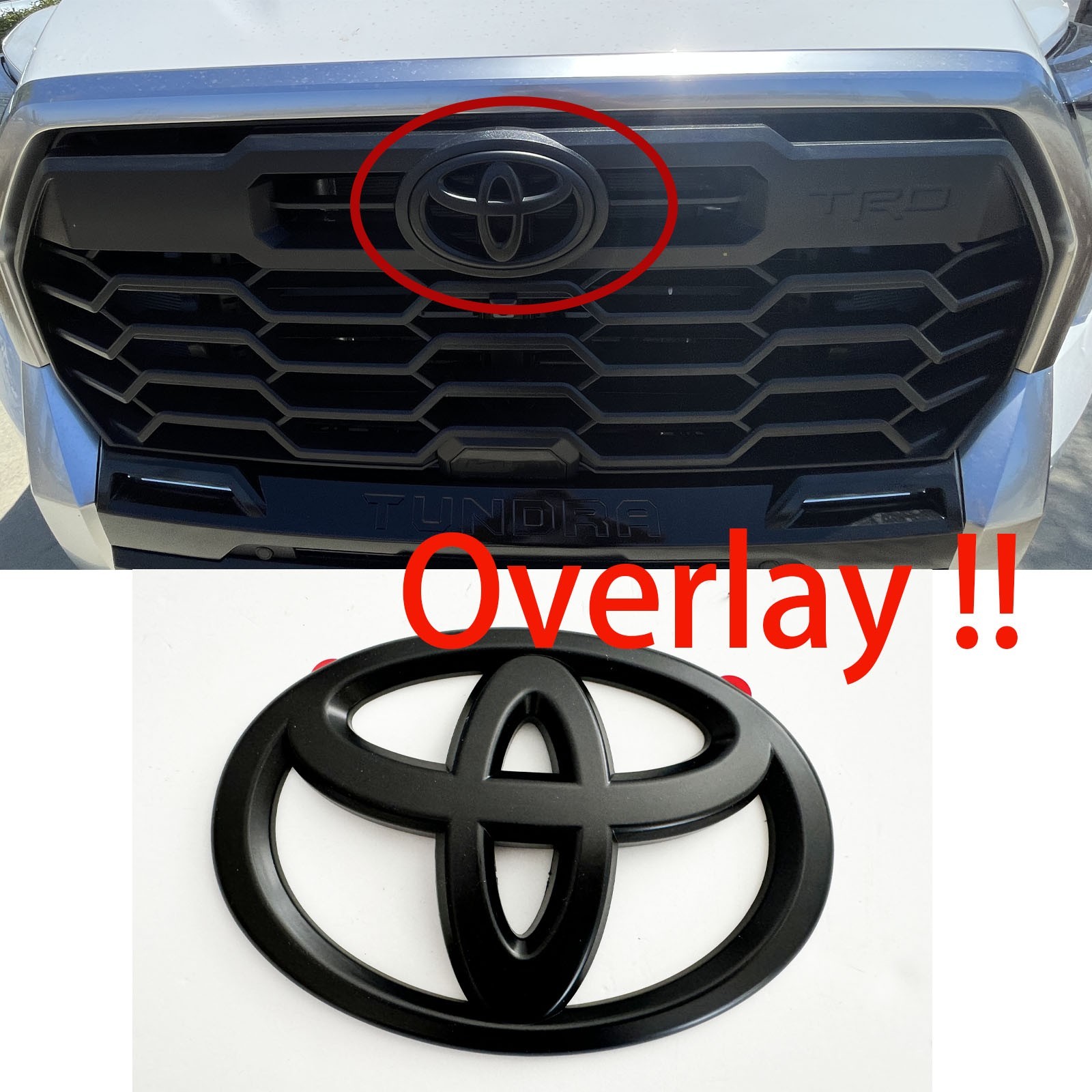 NEW 2022-2025 Toyota Tundra Matte Blackout Overlay Front Grille Emblems Badge
