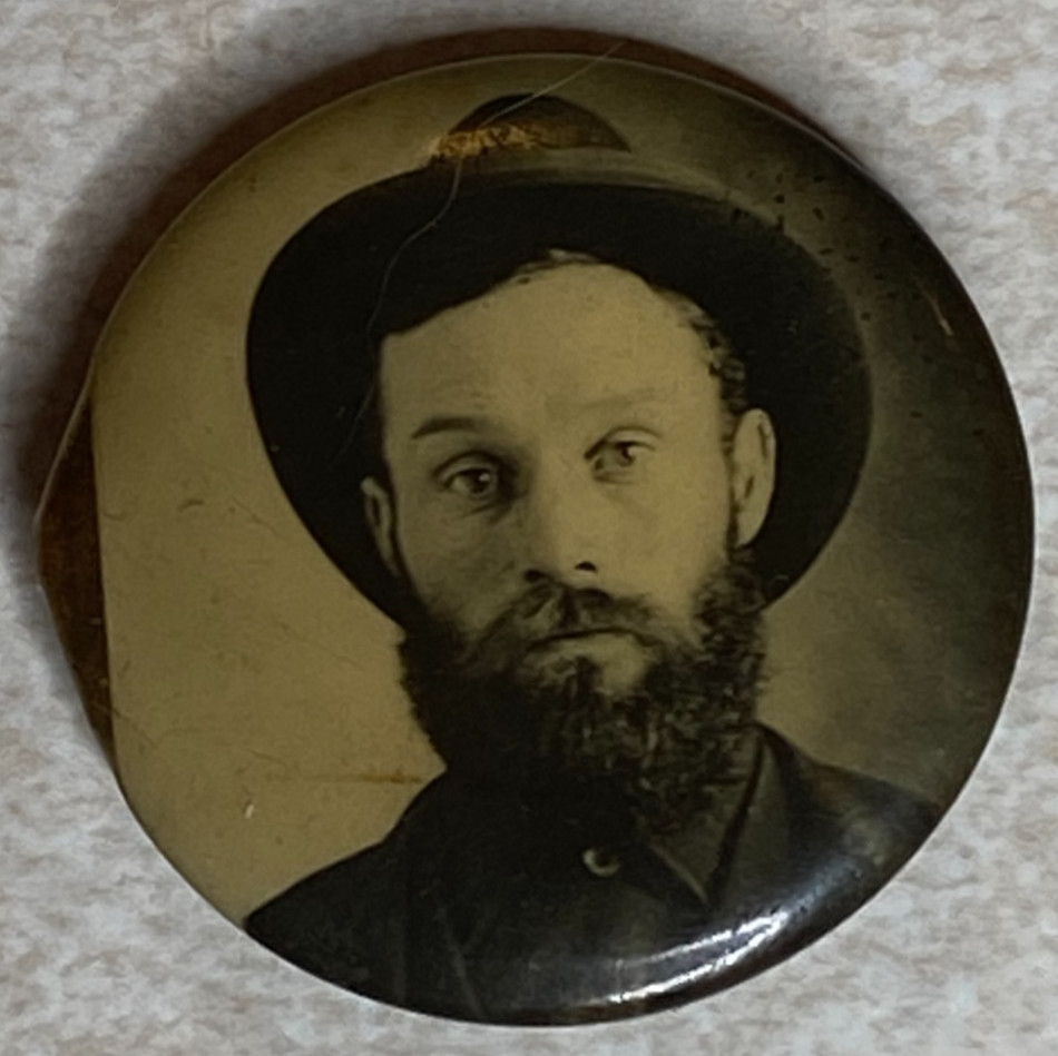 Possibly a Civil War Soldier Man with Beard Vintage Antique Pinback Button PB3 Possibly a Civil War Soldier Man with Beard Vintage Antique Pinback Button PB3