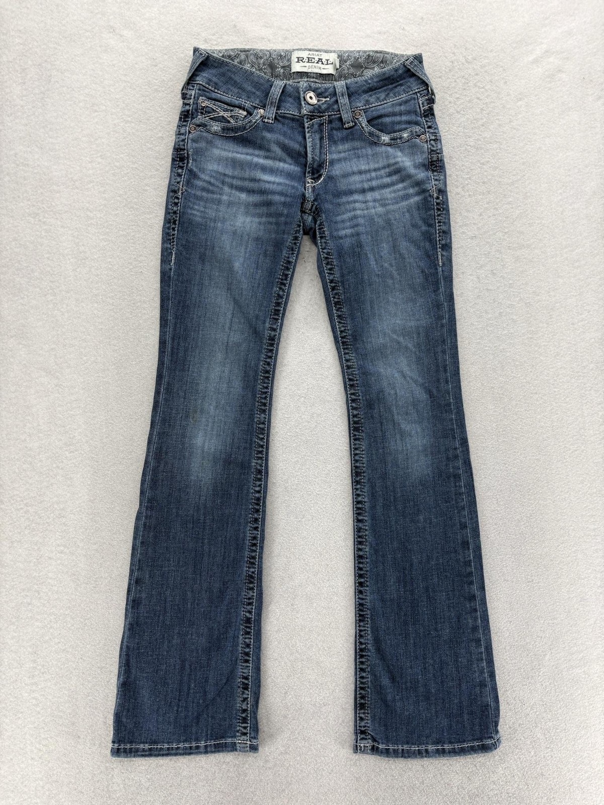 Ariat REAL Denim Raquel Boot Jeans Womens 25R Blue Med Wash Low Rise Stretch
