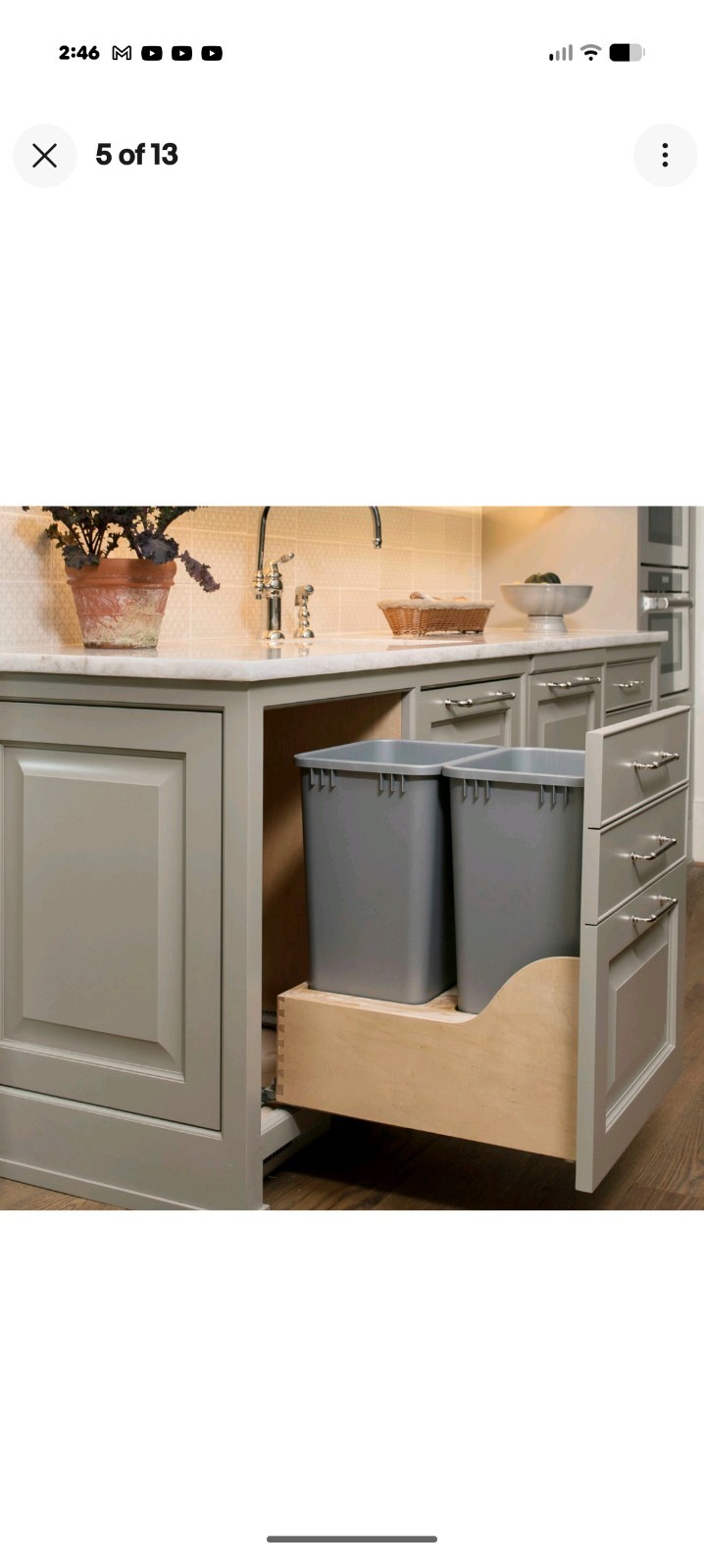 Rev-A-Shelf Dual Pullout Trash Cans 50 qt. with Soft-close Slides,4WCSC-2150DM-2