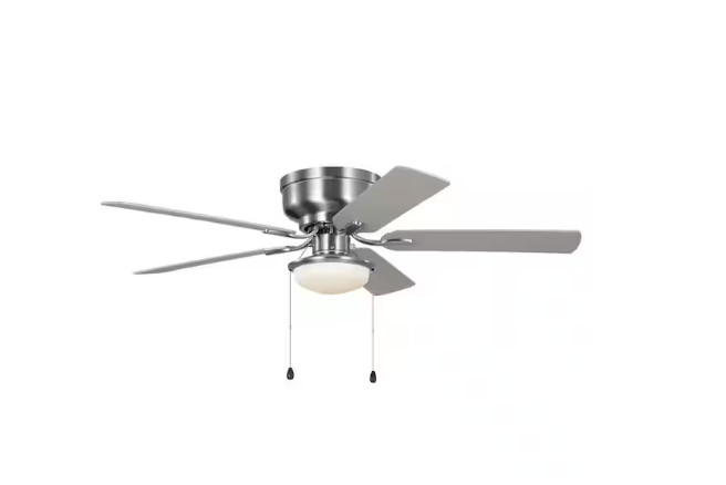 Hampton Bay Colton 52 in. Brushed Nickel Flush Mount Ceiling Fan with LED Light