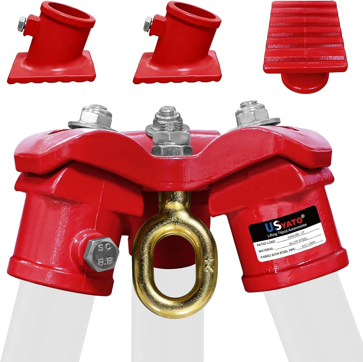4400 Lbs Heavy Duty Lifting Tripod Set, Angle-Adjustable Hoist Stand with Red