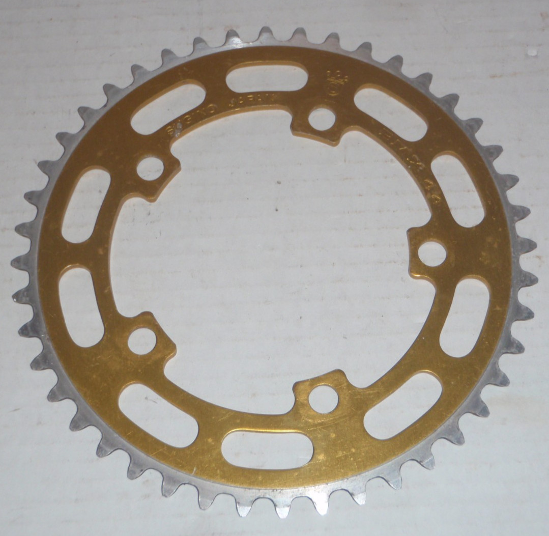 Sugino Crown Stamped 44t 80\'s Old School BMX Chainring GOLD Haro Suntour Hutch