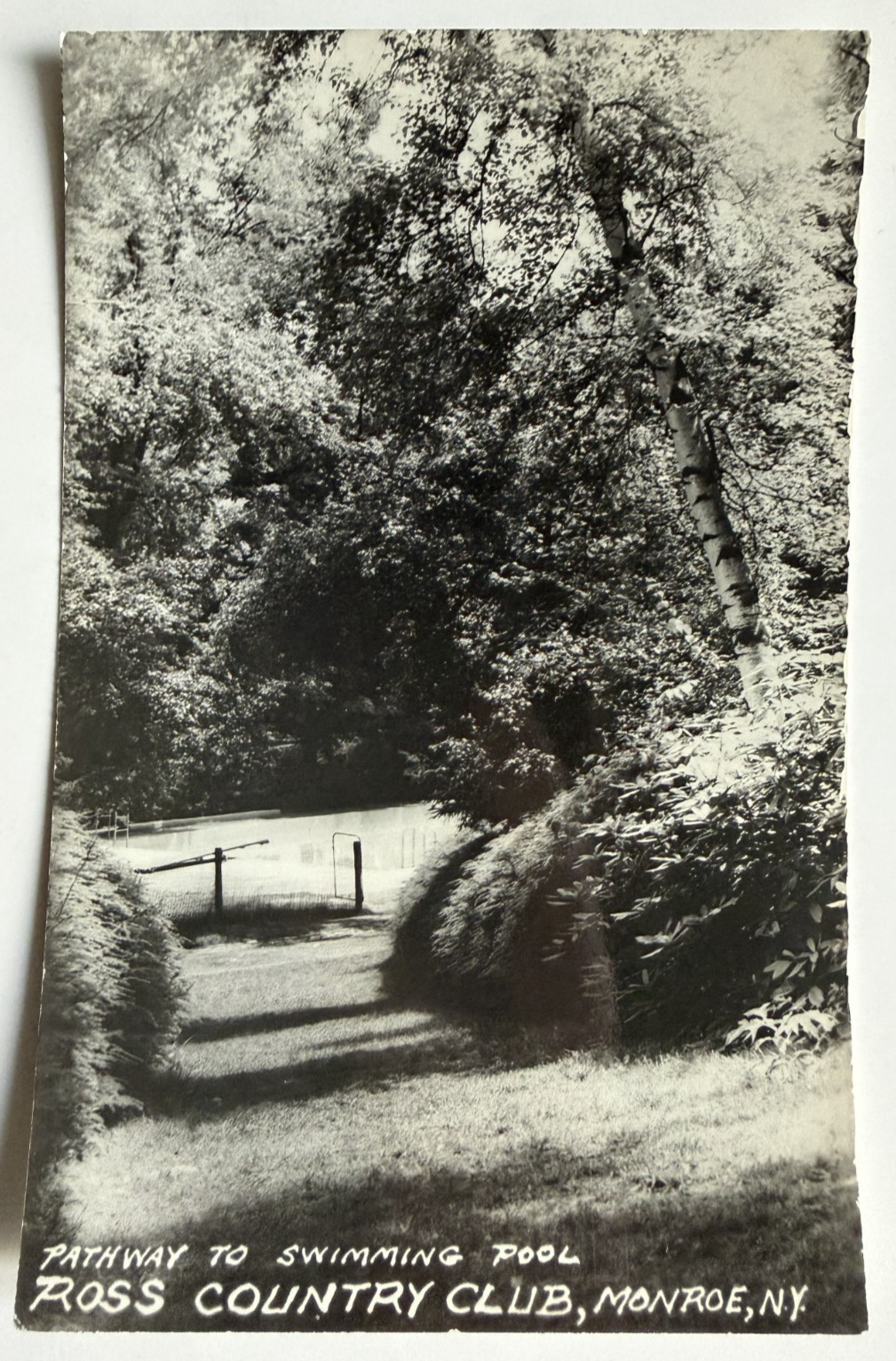 c1910s RPPC Pathway to Swimming Pool Ross Country Club Monroe NY New York PC