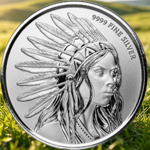 1 oz Silver Round Buffalo Girl.9999 Silver Bullion Round