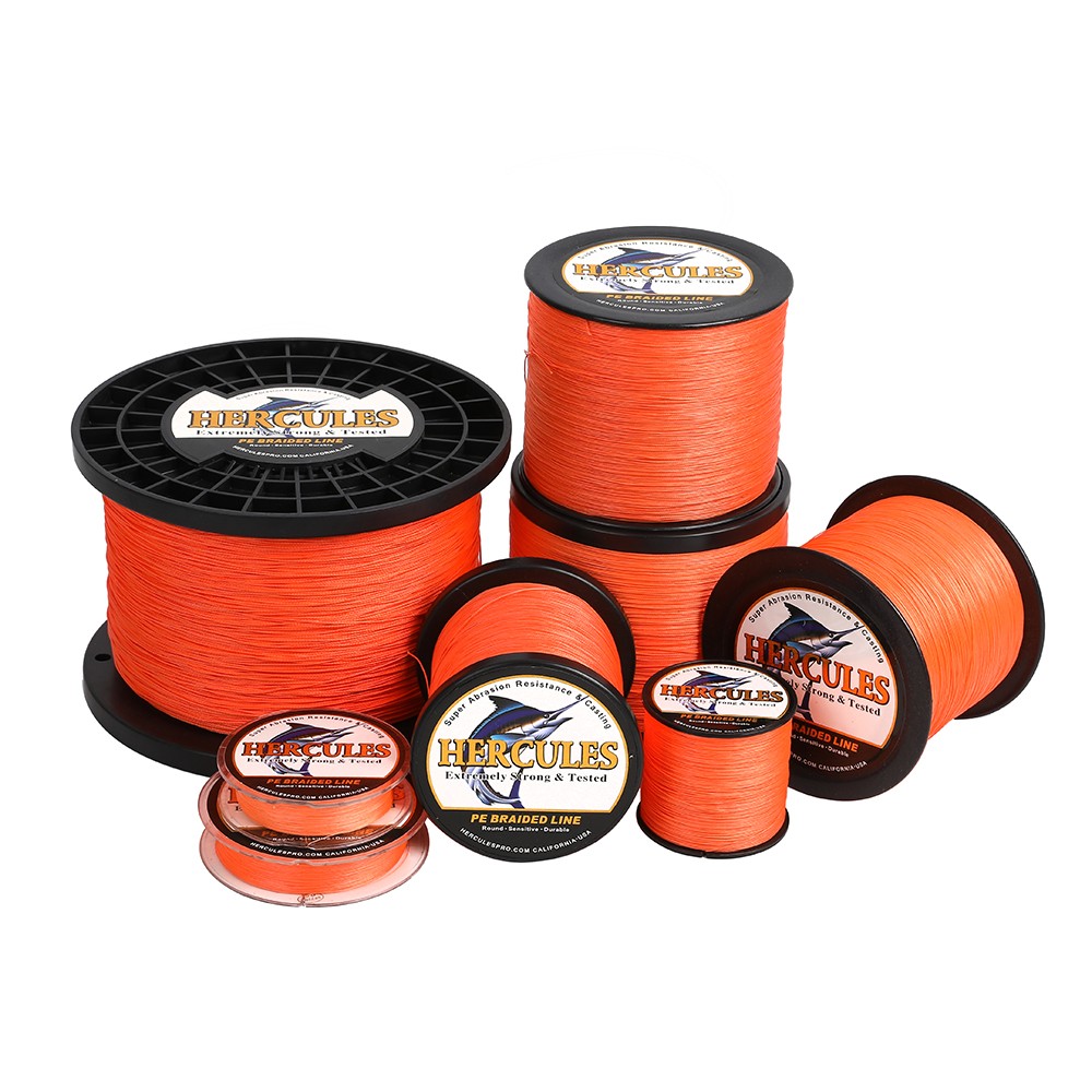 HERCULES Orange PE Braided Fishing Line 8 Strands 10lb-300lb No Memory HERCULES Orange PE Braided Fishing Line 8 Strands 10lb-300lb No Memory