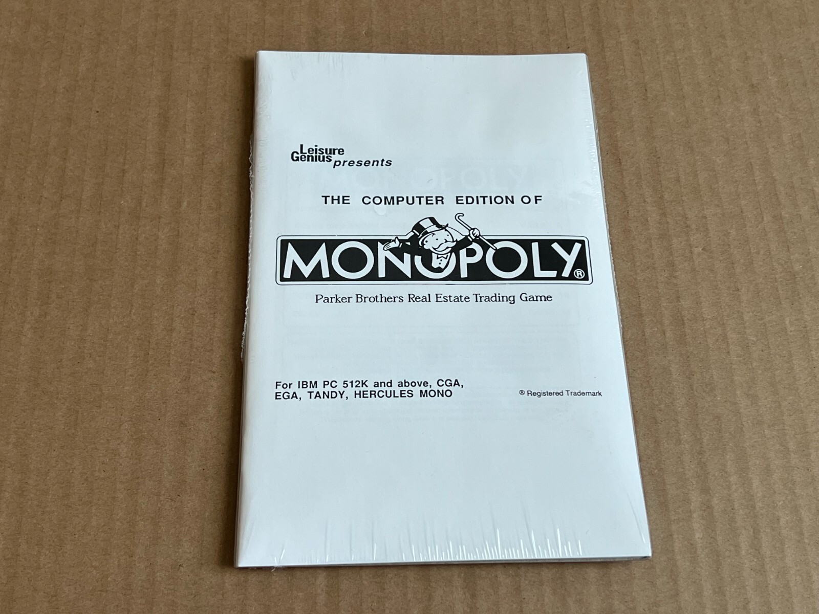 Leisure Genius Presents the Computer Edition of MONOPOLY IBM PC 512K NEW NO BOX