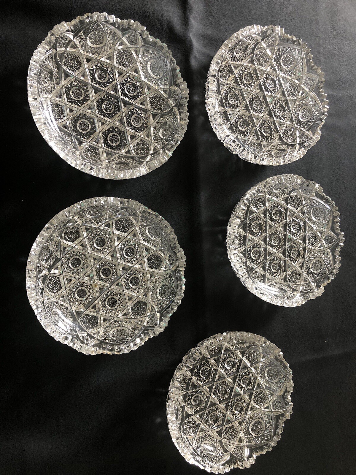 5 Stunning American Brilliant Cut Glass 6” Bowls 5 Stunning American Brilliant Cut Glass 6” Bowls