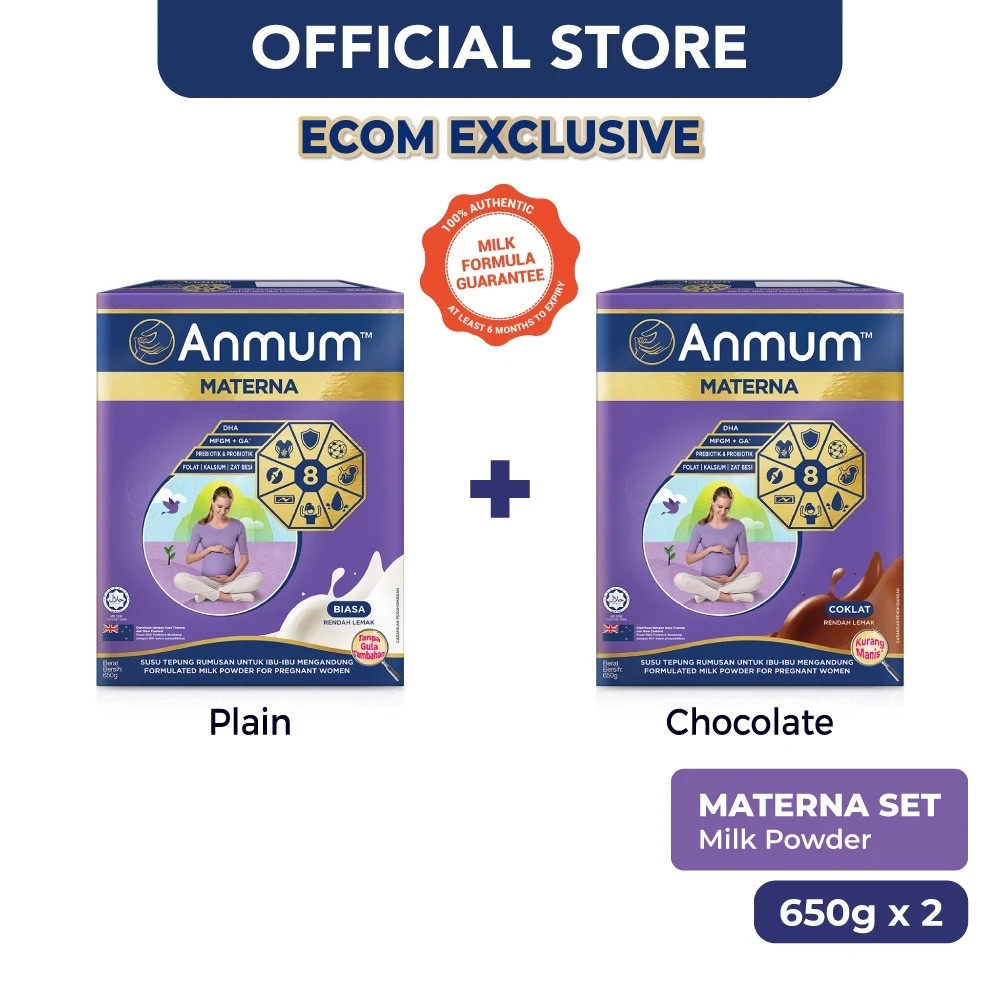 2 X Anmum Materna 650g Milk For Pregnant Woman Original Flavour +  Chocolate
