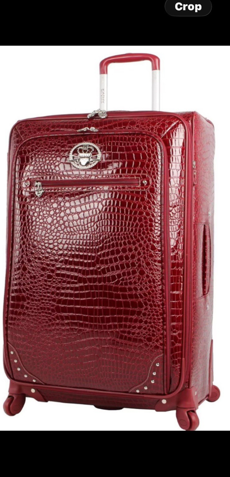 Kathy Van Zeeland Red Croc Faux Leather Spinner Suitcase 19\
