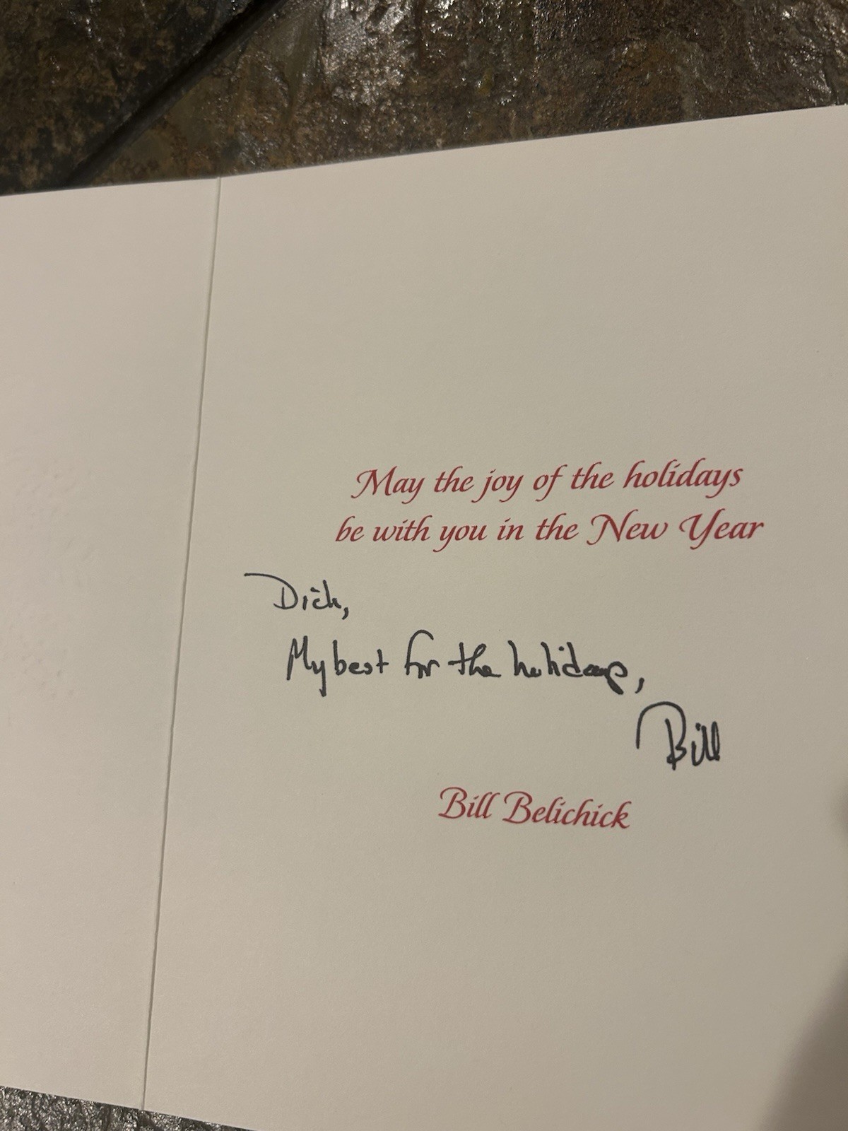Rare - Two Christmas Cards Signed Coach Bill Belichick Autograph