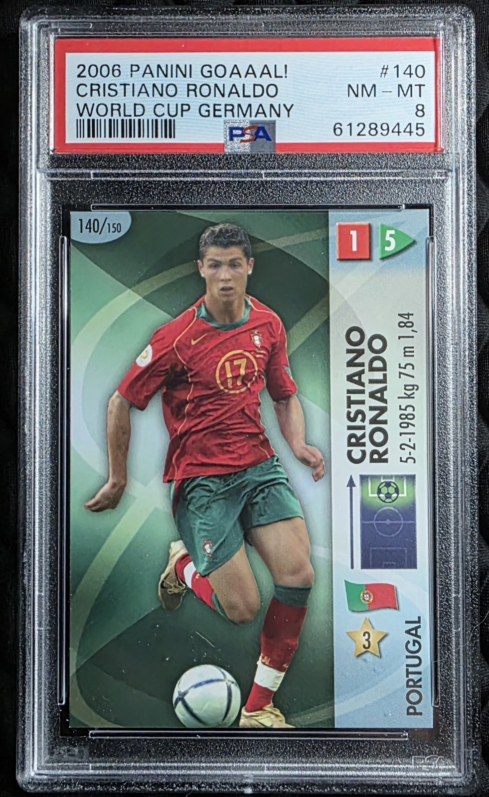 2006 Panini World Cup Germany Cristiano Ronaldo #140 PSA 8 NM-MT 2006 Panini World Cup Germany Cristiano Ronaldo #140 PSA 8 NM-MT
