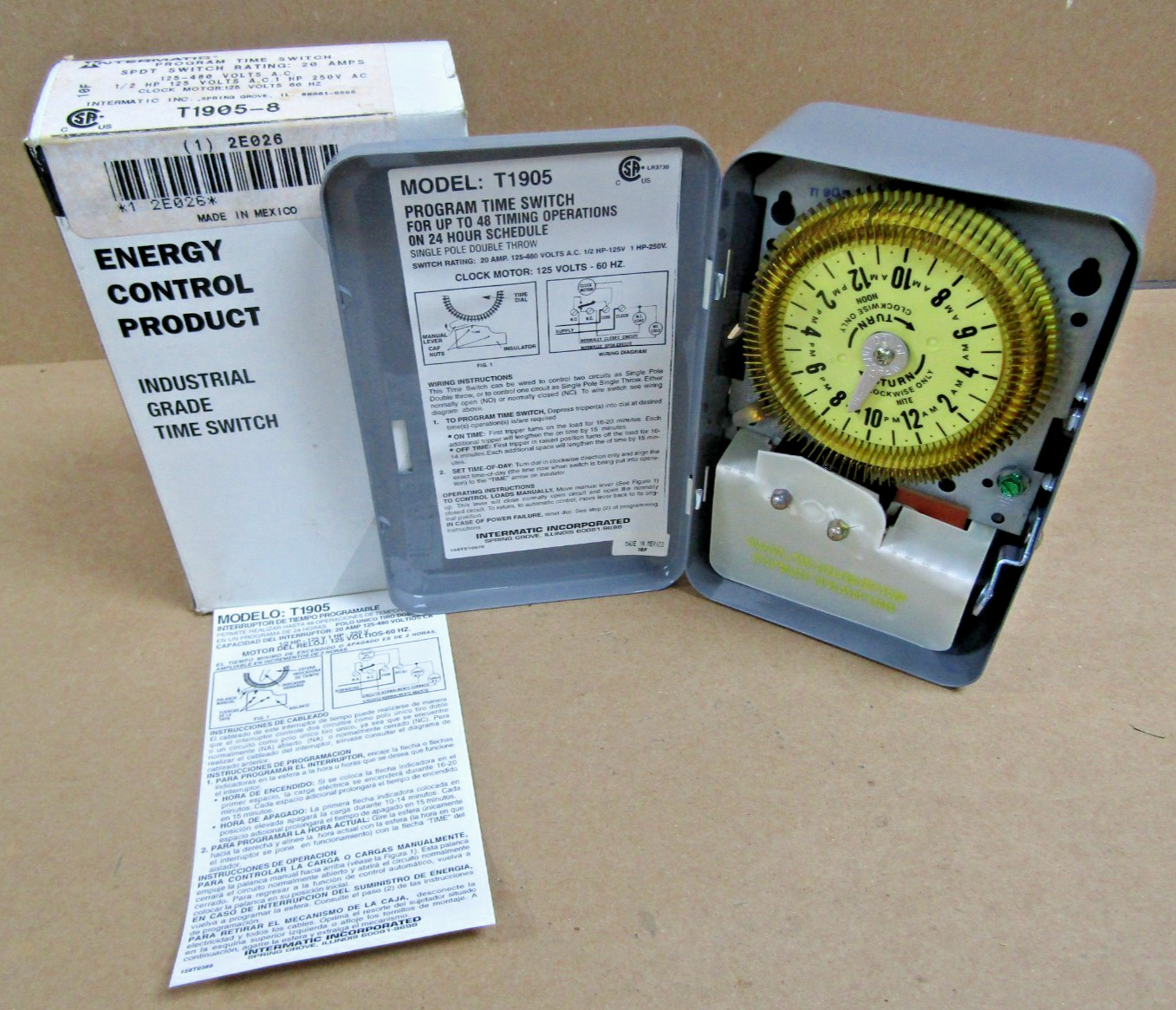 🙌 NEW INTERMATIC 20 AMP 24-HR ELECTROMECHANICAL TIME SWITCH 480 VAC T1905-8