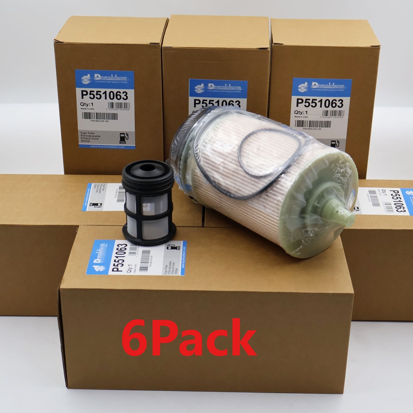 6Pcs P551063 Fuel Filter Kit NEW For Donaldson DETROIT DIESEL BENZ 4700903151