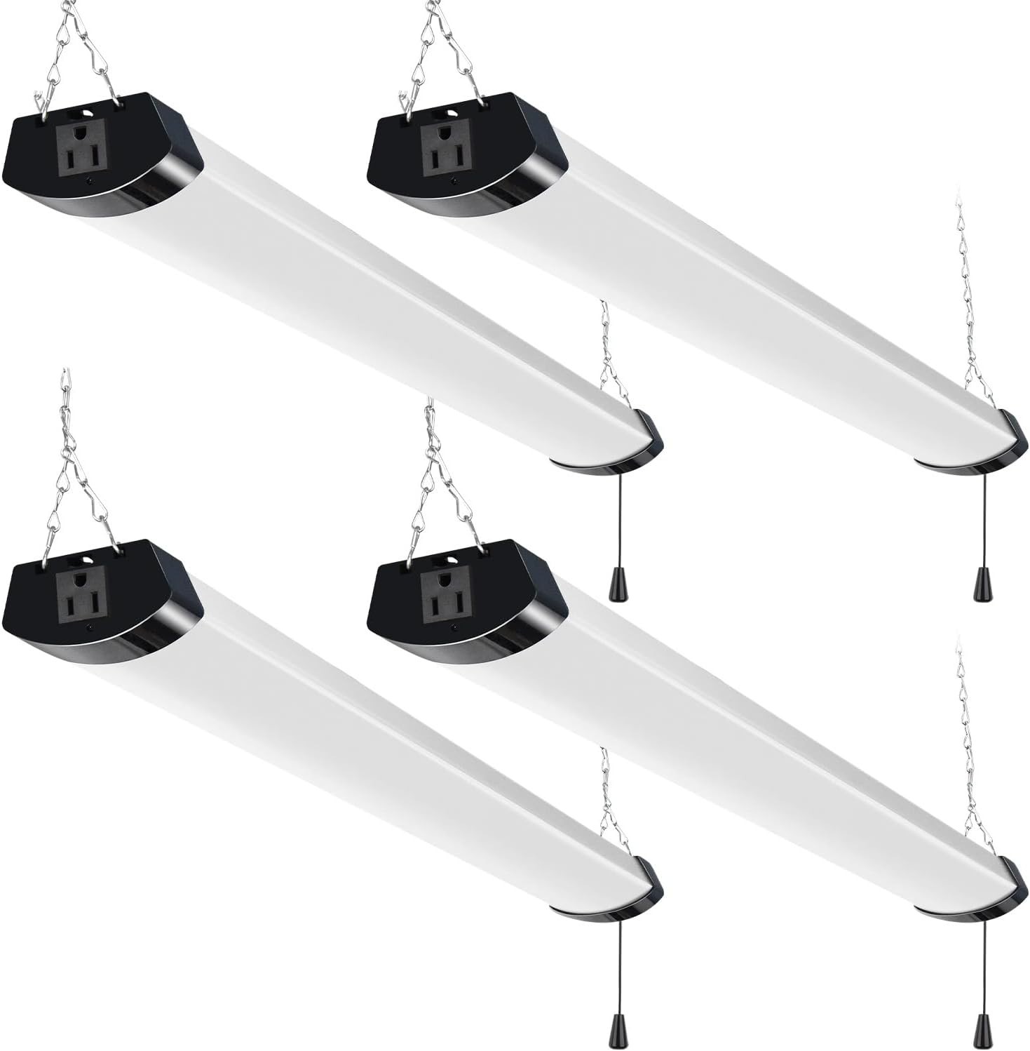 4 Pack 4FT Linkable LED Shop Light for Garage 13000lm 120W Utility Light - Black