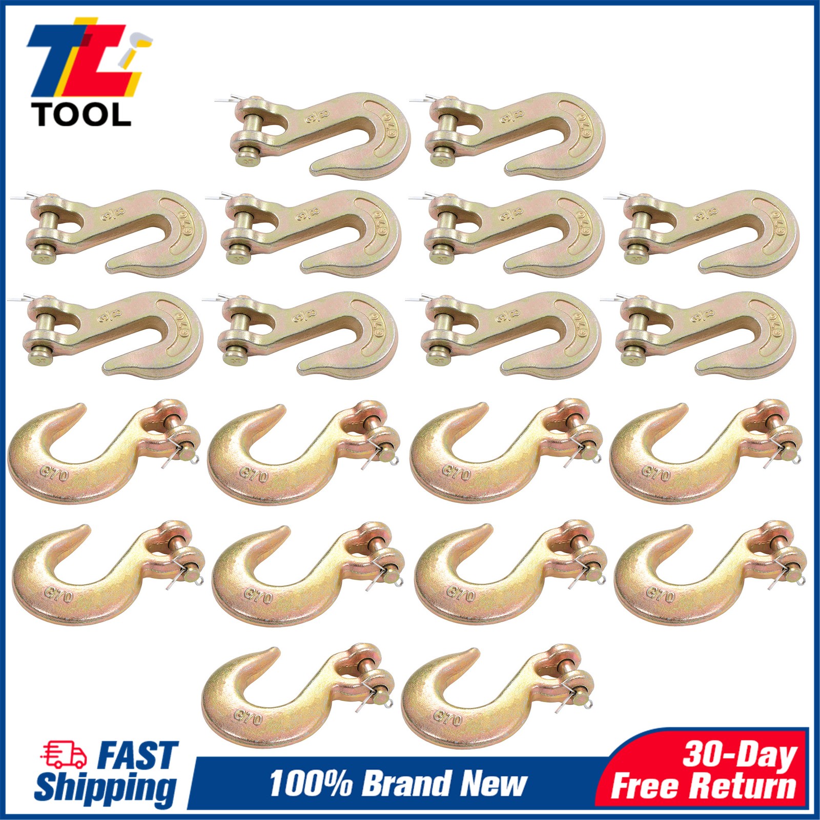 20 Pcs 3/8 Inch Clevis Slip Hooks and Clevis Grab Hooks 6600lbs Working Load