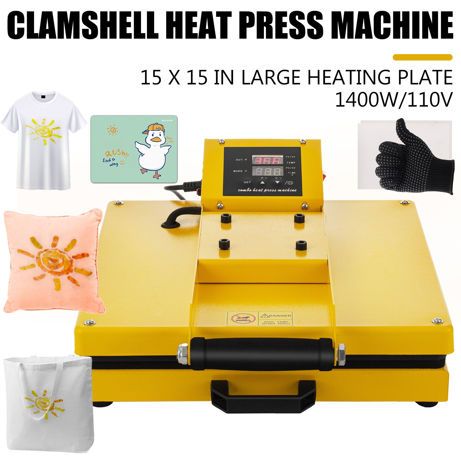 15 x 15 Digital Clamshell Heat Press Transfer T-Shirt Sublimation Press Machine