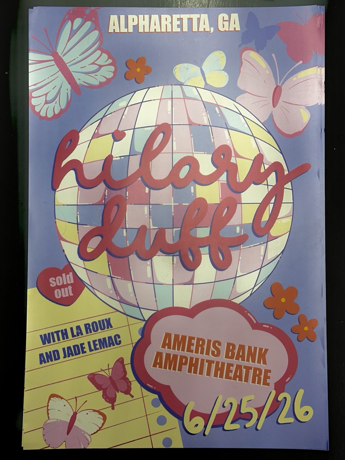 HILARY DUFF  Tour Poster - June 25, 2026 Atlanta GA, with LA ROUX- JADE LEMAC
