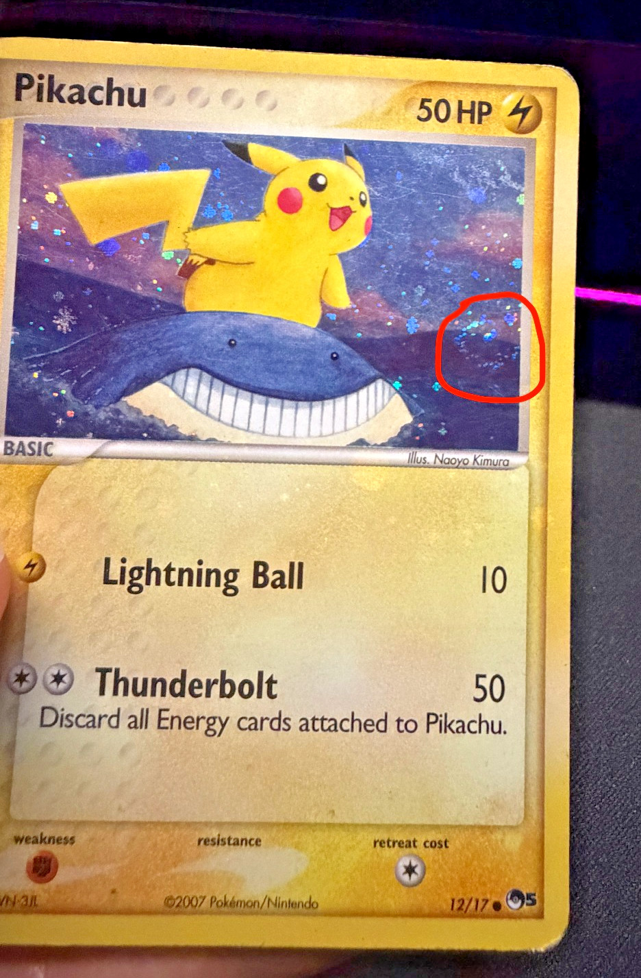 FULL SWIRL 🌀Pikachu 12/17 Common POP Series 5 Pokemon Holo - Lightly Played