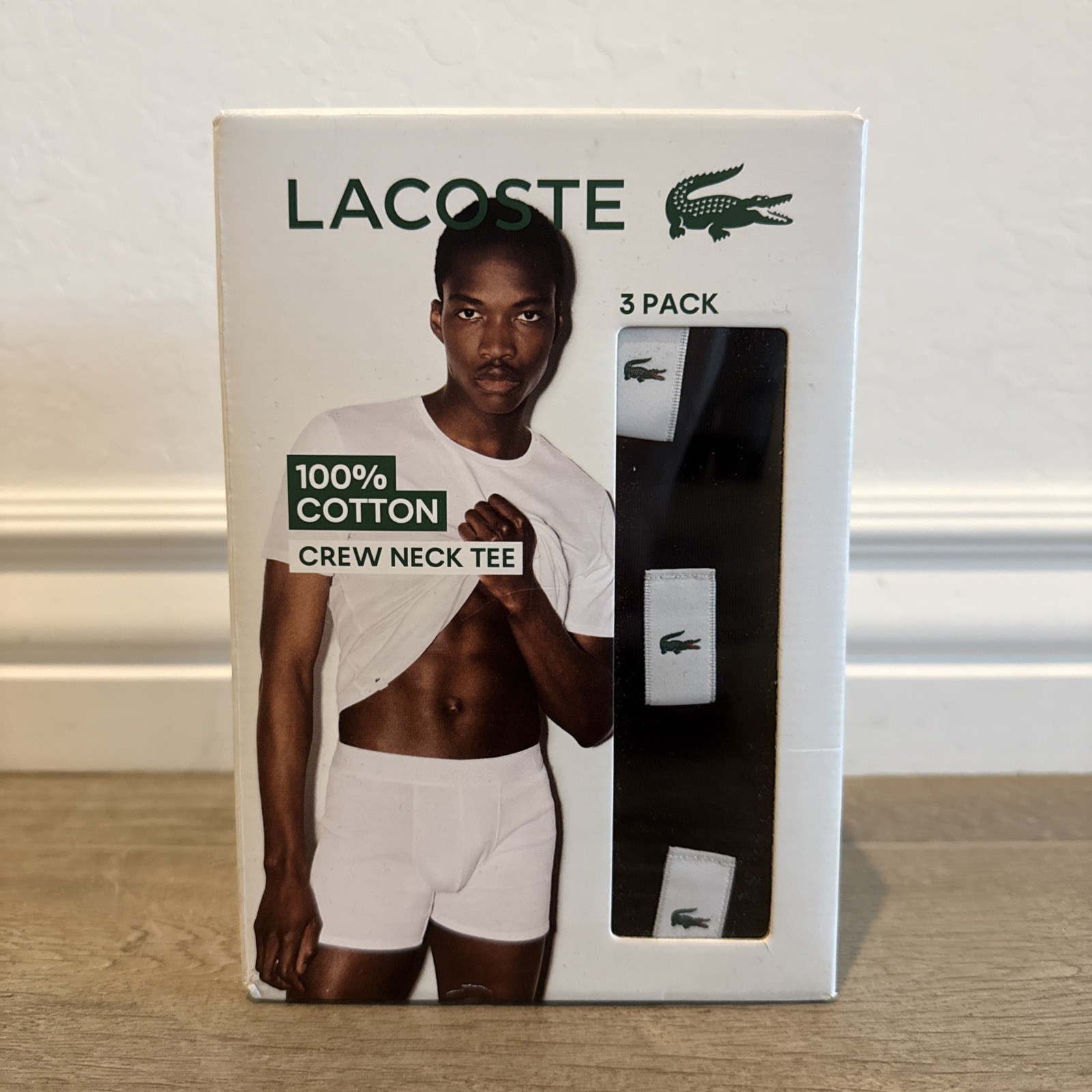 Lacoste Men’s 3 pack 100% Cotton Regular Fit Crew Neck Tee Black Size Medium Lacoste Men’s 3 pack 100% Cotton Regular Fit Crew Neck Tee Black Size Medium