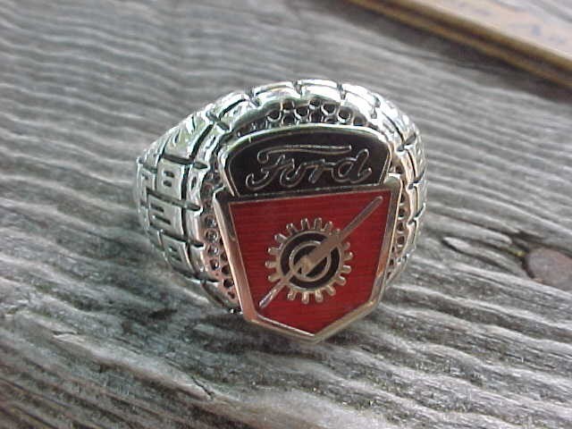 1950s 1960s Ford Truck Silver Chrome Ring Size #10 NOS Quality Unique Textured