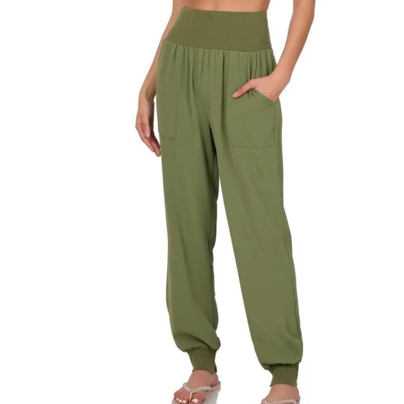 #990 Zenana Outfitters Dusty Rose High-Waist Jogger Pants