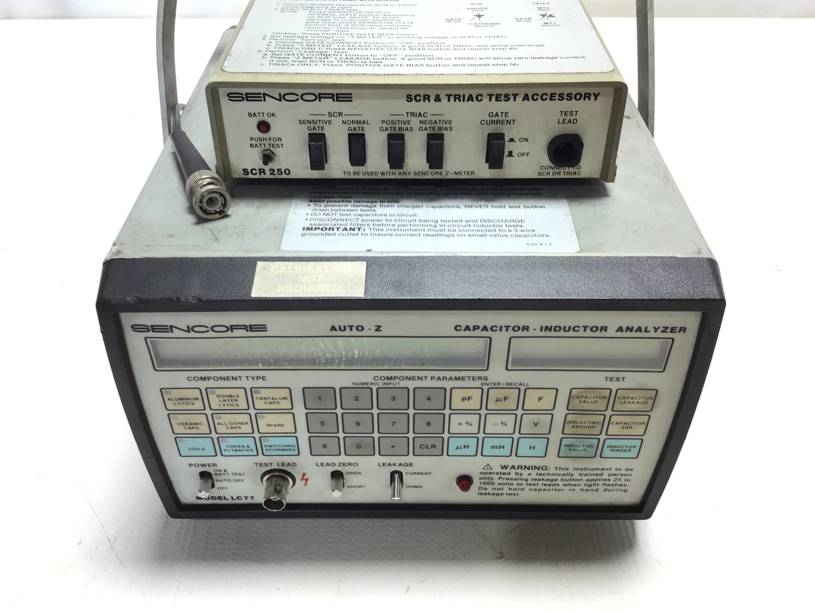 Sencore LC77 Capacitor - Inductor Analyzer with Sencore SCR & TRIAC Test Acce...