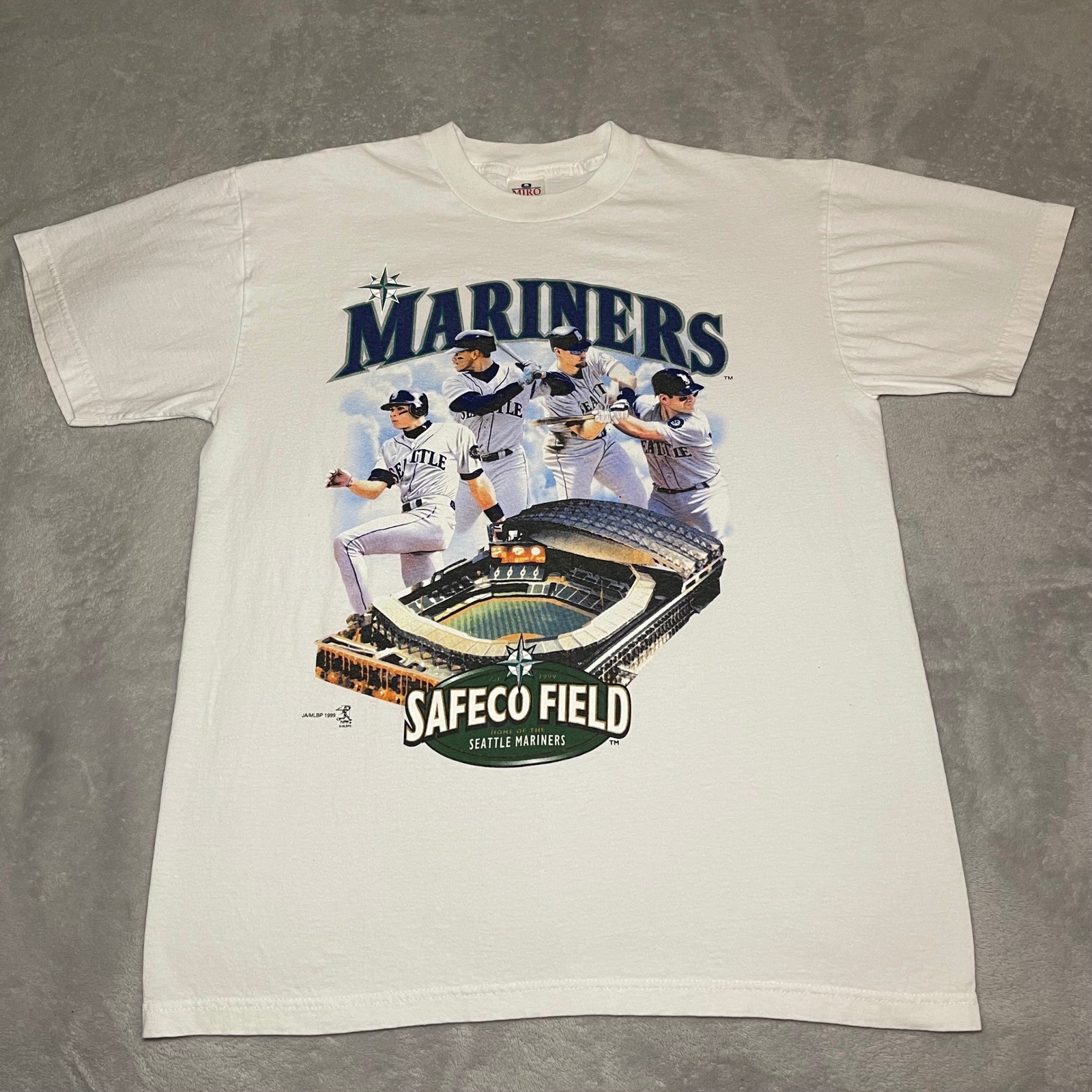 Vintage 1999 Seattle Mariners T-Shirt Men Large White Safeco Field Miro Classics