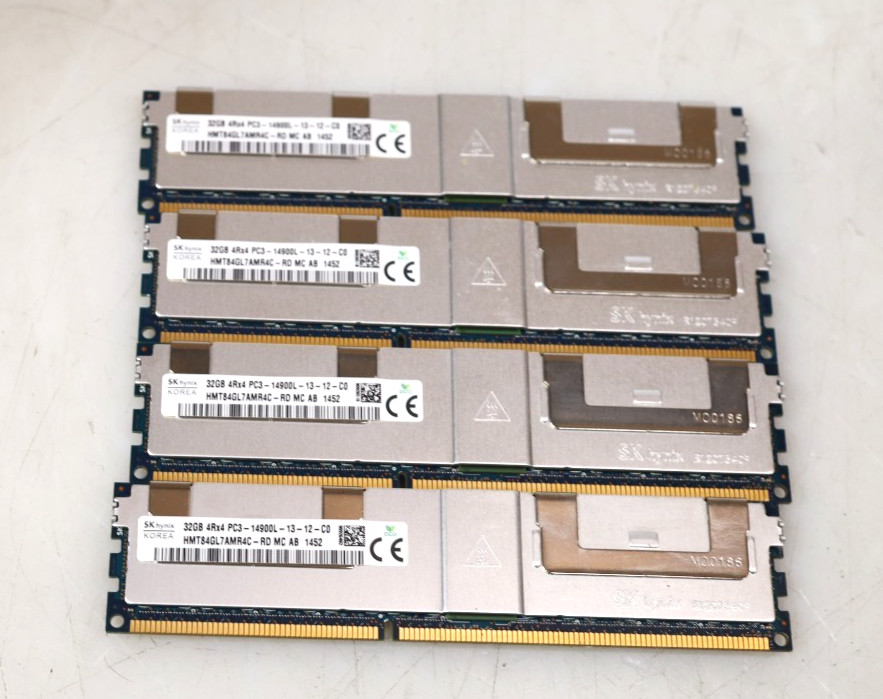 Lot 4x 32GB (128GB) SK Hynix HMT84GL7AMR4C-RD PC3-14900L RDIMM Server RAM