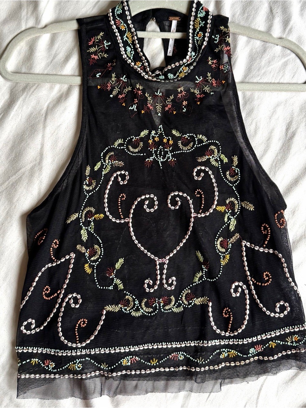 Free People Beaded Embroidered Top