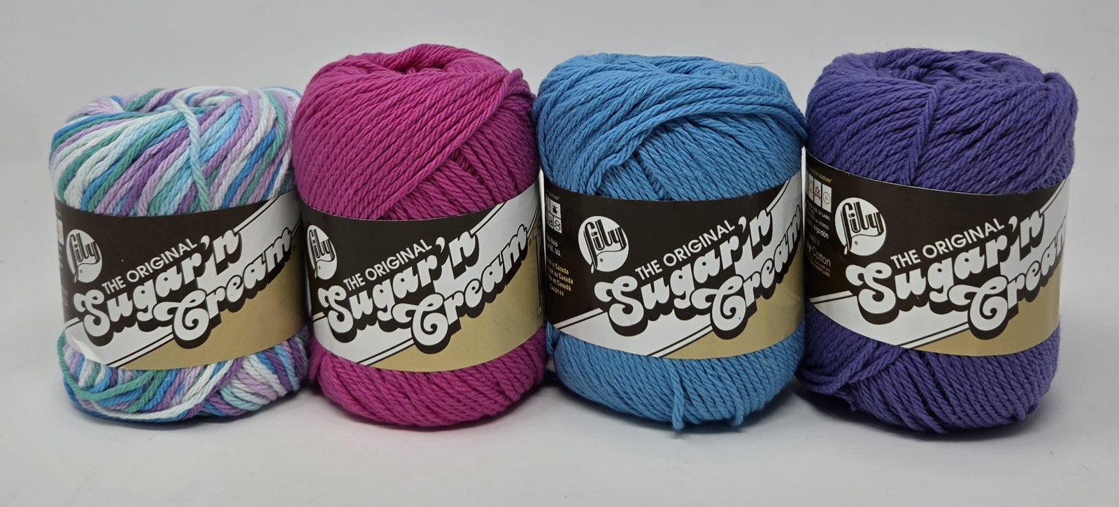 Original LILY COTTON SUGAR N\' CREAM Yarn (Lot of 4) 100% Cotton Discontinued NEW