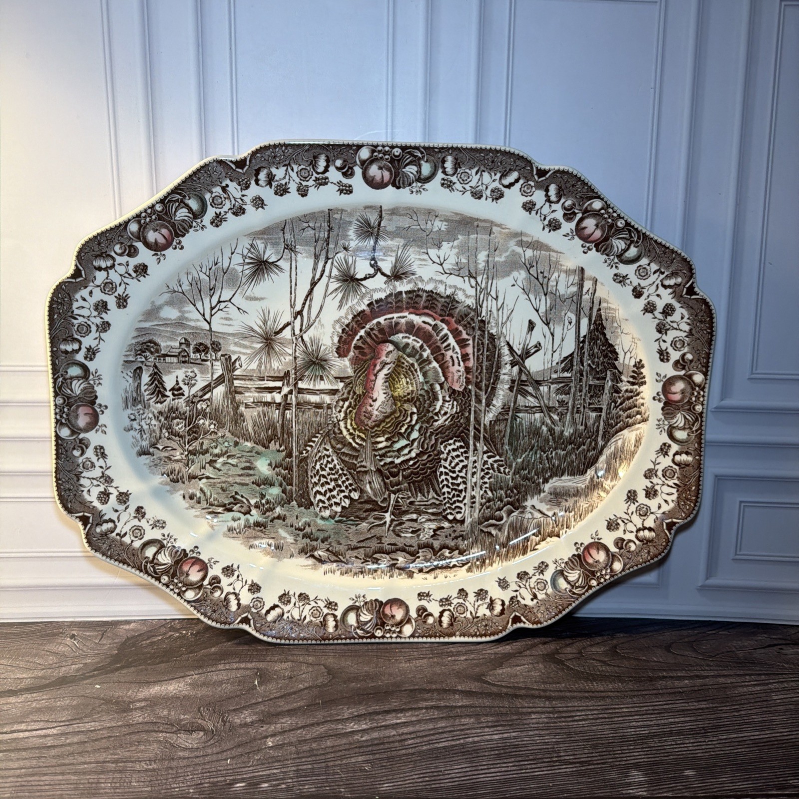 Johnson Bros His Majesty Turkey Platter 20” England Vintage Thanksgiving