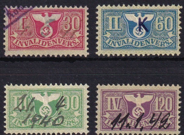 BS Stamp Selection Germany Revenue WWII 3rd Reich War Emblem War 4 Used