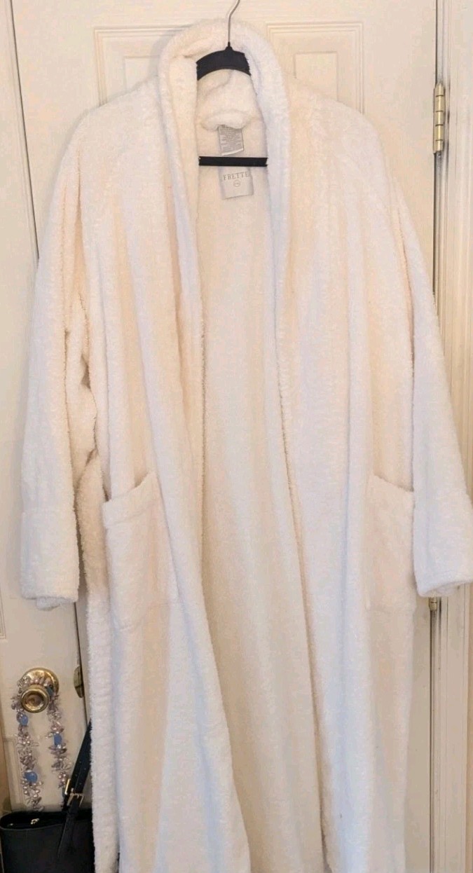FRETTE Bathrobe L/XL Thick Turkish Cotton Luxury White With Pockets & Belt