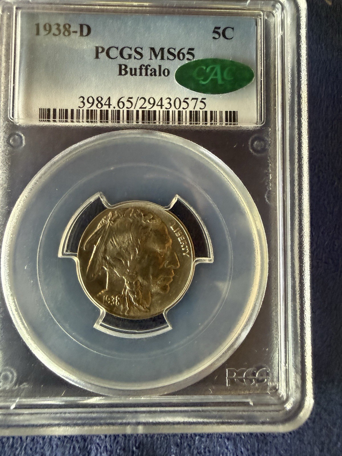 1938D Buffalo Nickel Ms 65 Cac Pcgs Cert🔥🔥🔥🔥⚡️⚡️⚡️