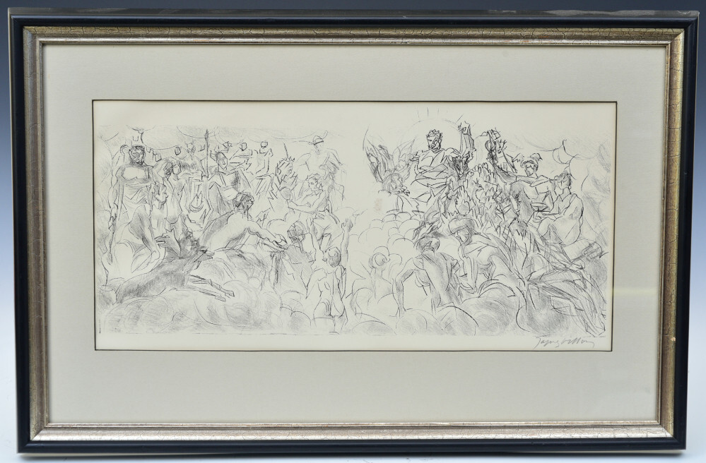 Jacques Villon lithograph, Mount Olympus, 1953, pencil signed