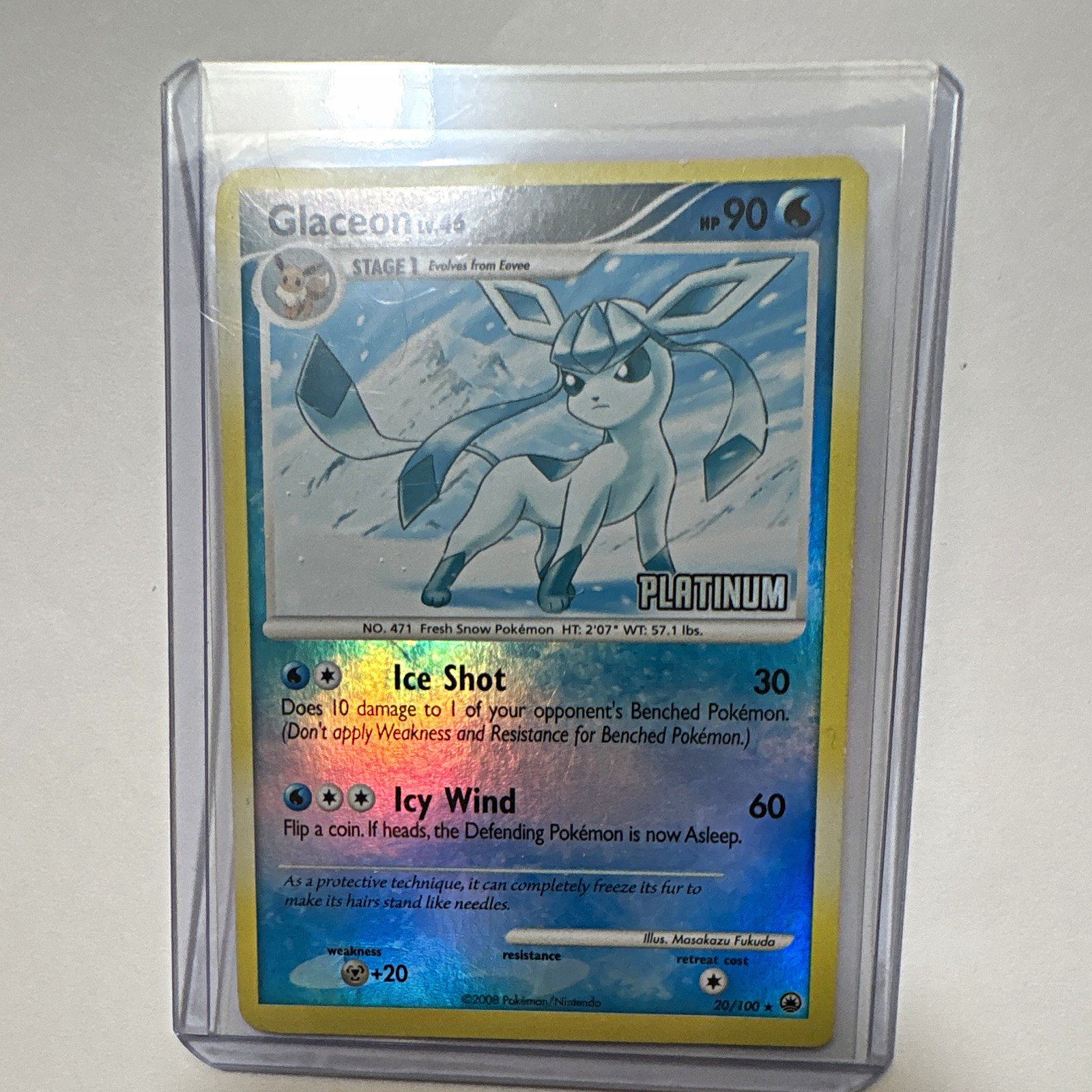 Pokemon TCG Glaceon 20/100 Platinum Promo Holo English 90 HP 2008